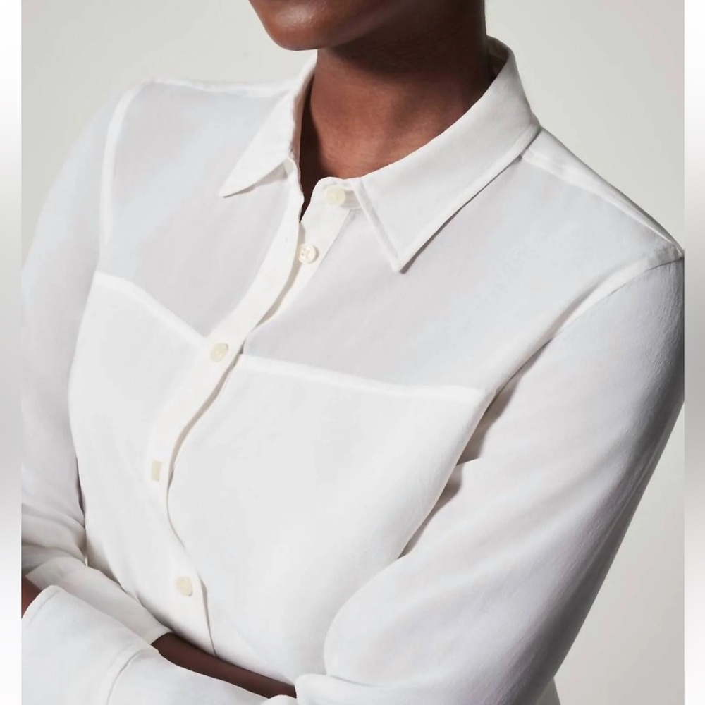 [NEW UNOPENED] SPANX Low Maintenance Silk Buttondown, True Ivory, S